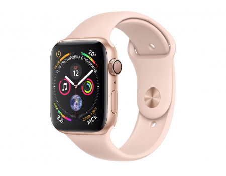 Apple Watch Series 4, 40 мм, корпус из алюминия золотого цвета, спортивный ремешок цвета «розовый песок»