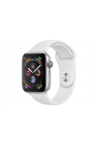 Apple Watch Series 4, 40 мм, корпус из алюминия серебристого цвета, спортивный ремешок белого цвета