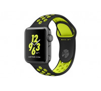 Apple Watch Nike+ 38 мм, корпус из алюминия цвета «серый космос», спортивный ремешок Nike цвета «чёрный/салатовый»
