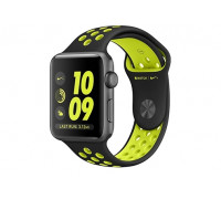 Apple Watch Nike+ 42 мм, корпус из алюминия цвета «серый космос», спортивный ремешок Nike цвета «чёрный/салатовый»